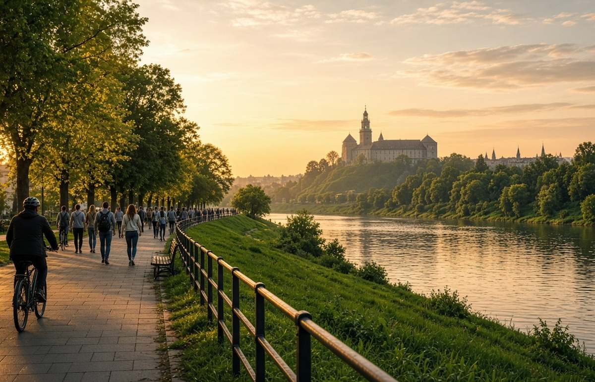 Vistula river leisure — outdoor play axis